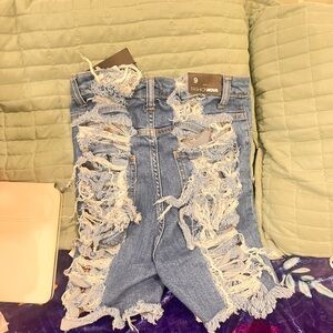 Fashion Nova Ripped Light Blue Jeans